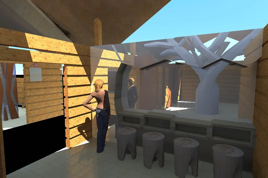 We want to make the public toilet functional and environmental friendly, and be used by all ages and the disabled. We solved this important problem by making the public toilet wet and dry separated and kept a space between the walls, so the air can go through. The design of the public toilets is inspired by the leaf shape; we want to match the beautiful view of the nature and the building design.