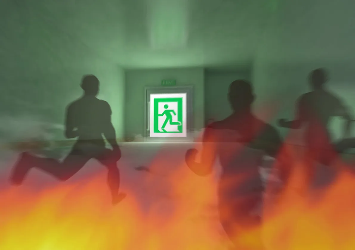 In order to increase the visibility of emergency exit door while encountering fire or earthquake accident, it is an innovative idea to enlarge and concretize the universal exit sign to become applicable “Real Emergency Exit Door”. Combining latest LED lighting technology, the distinguish ability of exit door can be boost up dramatically. It also leads escapers to the door in foggy or dark environment.