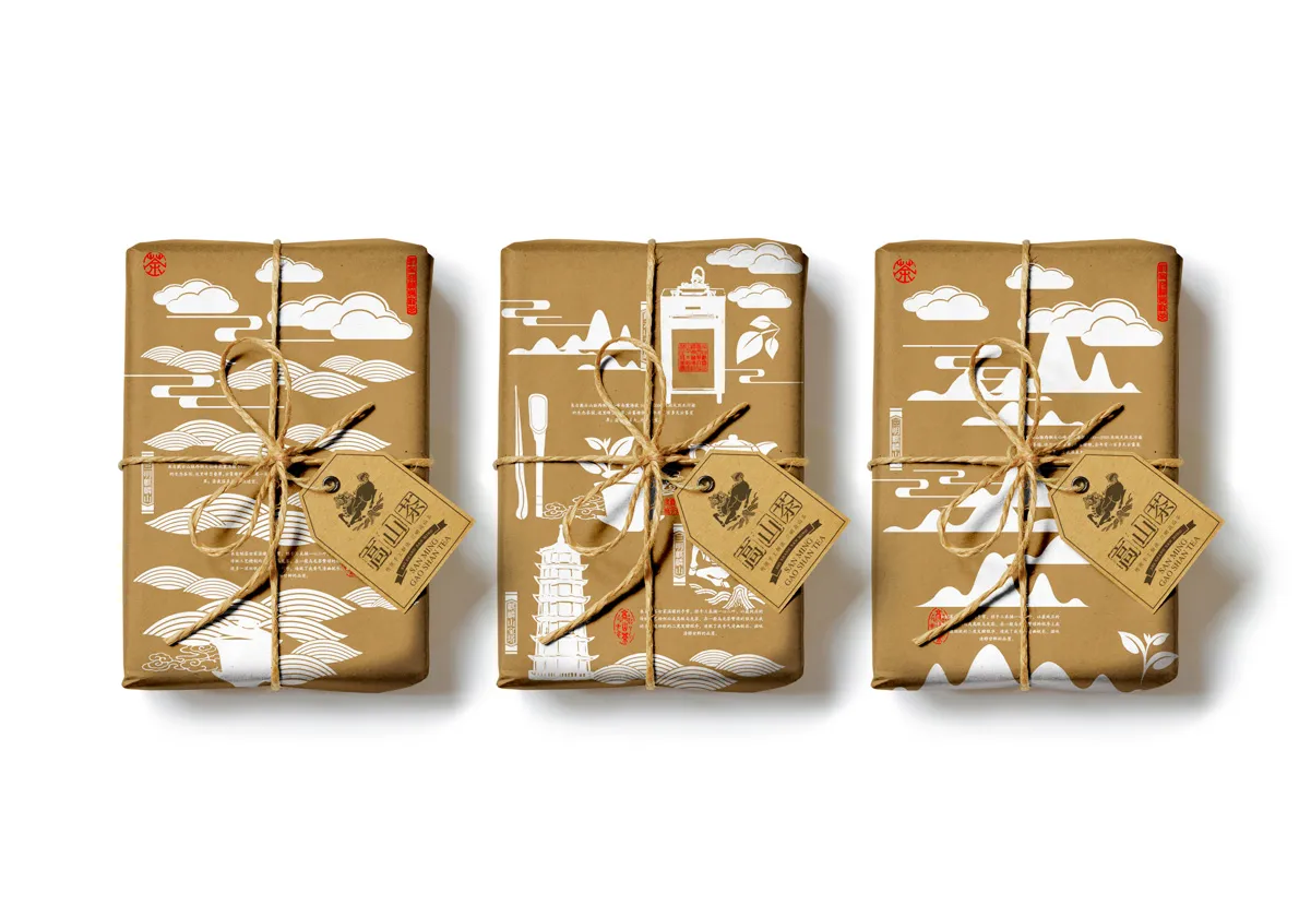 简单的配色呈现出不同的风景，有山、塔、云。