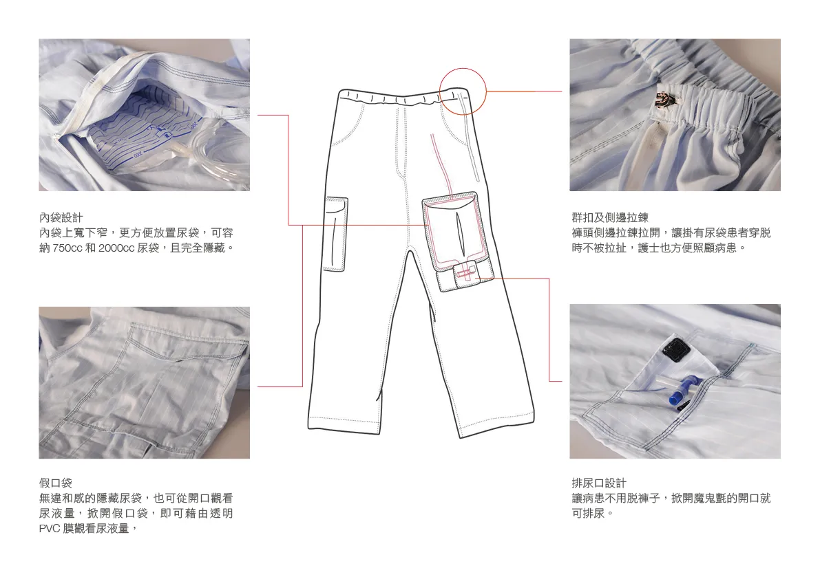 U-pants是尿袋使用者專用褲。特別的口袋設計改善他們的生活品質。